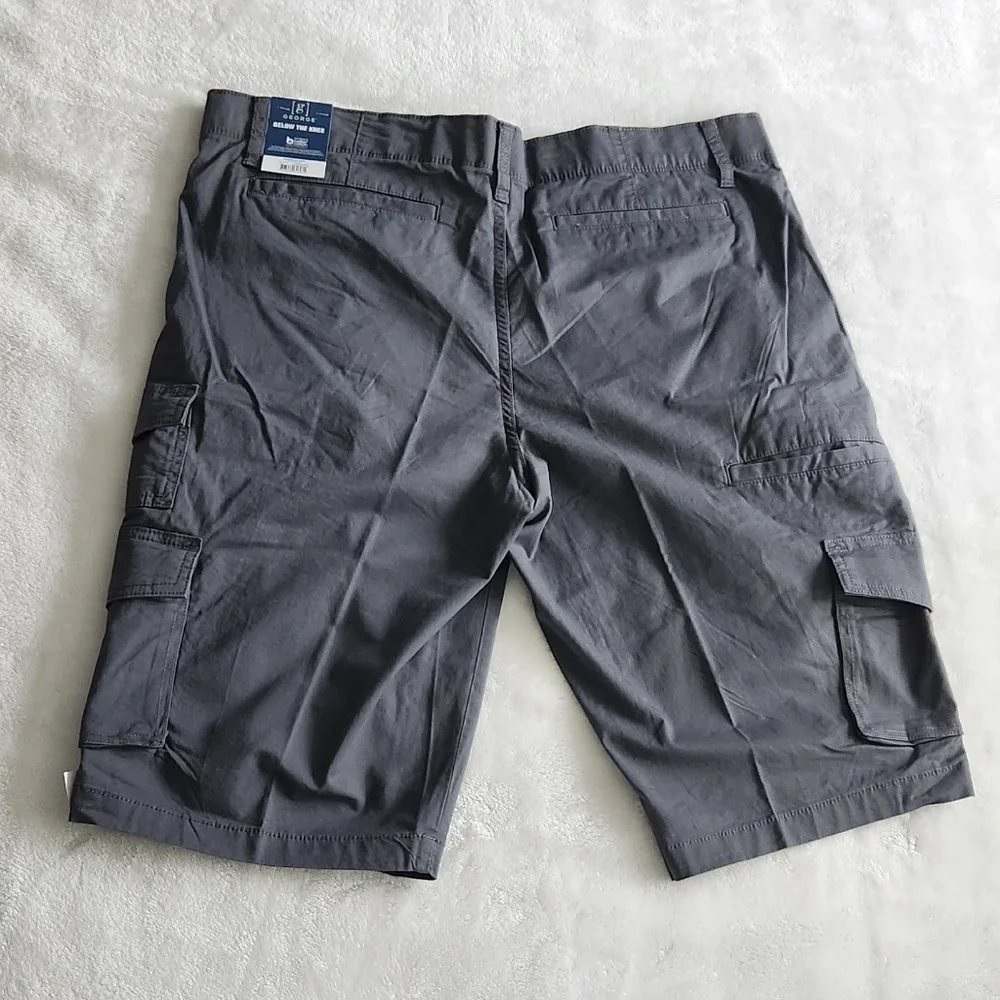 🩳 George Men’s Gray Cargo Shorts Size 40 – NWT, 14” Inseam, Below Knee - Picture 4 of 16